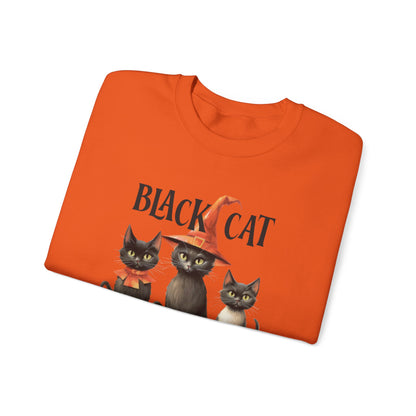 The Black Cat Society Halloween Sweatshirt Vintage Cats 1950s Halloween Sweater Retro Spooky Fall Season Funny Sweater Halloween Cat Lover