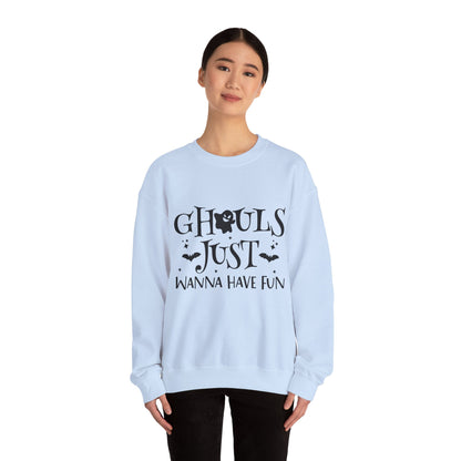 Ghouls Just Wanna Have Fun Halloween Sweatshirt Retro Fall Sweater Spooky Ghost Halloween Apparel Cute Unique Novelty Women Bridemaids Gift