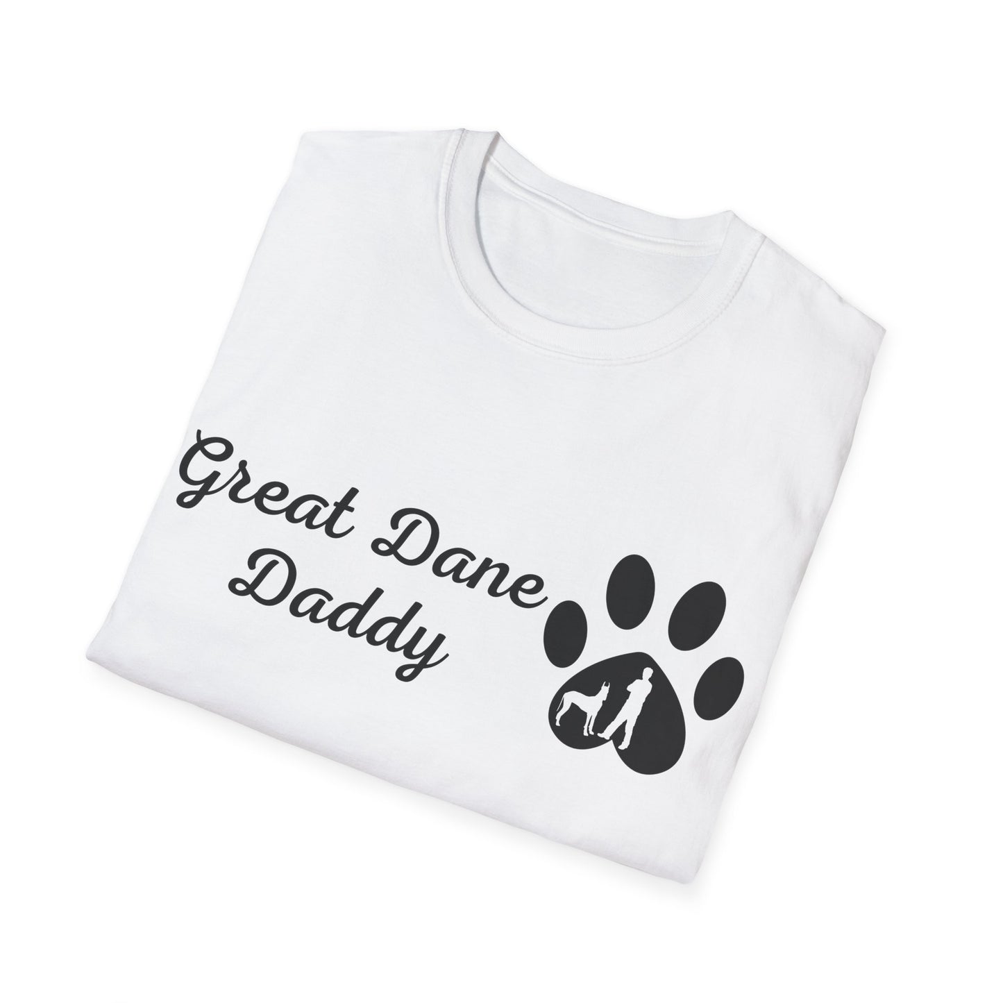 Doggy Dad's T-shirt, "Great Dane Daddy", Dog Father's Day Gift, Fur Papa, Unique Men's Apparel Novelty Pet Lover Tee Present