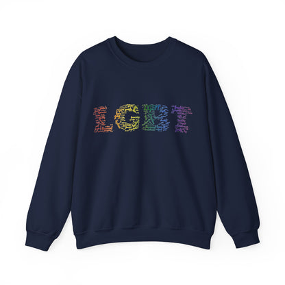 LGBT Unisex Crewneck Sweatshirt Lesbian Gay Pride Word Cloud Sweater Proud Support Gift Unique Pride Month Apparel Clothing