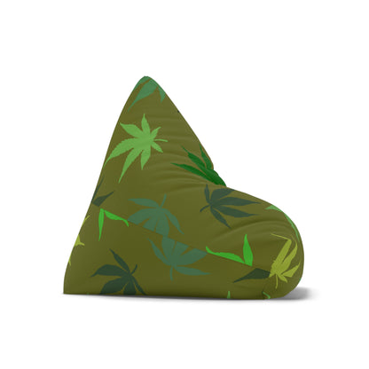 Weed Cannabis Gaming Bean Bag Chair Cover Greens Home Decor Marijuana Pot Leaves Games Beanbag Living Room Gift Adults Bedroom Man Cave