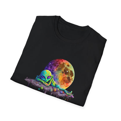 Cute Space Alien T-Shirt Graphic Art Unisex tshirt Funny UFO Lover Tee UAP Shirts Weird Cool Gift Psychedelic Retro Trippin' Across Galaxies