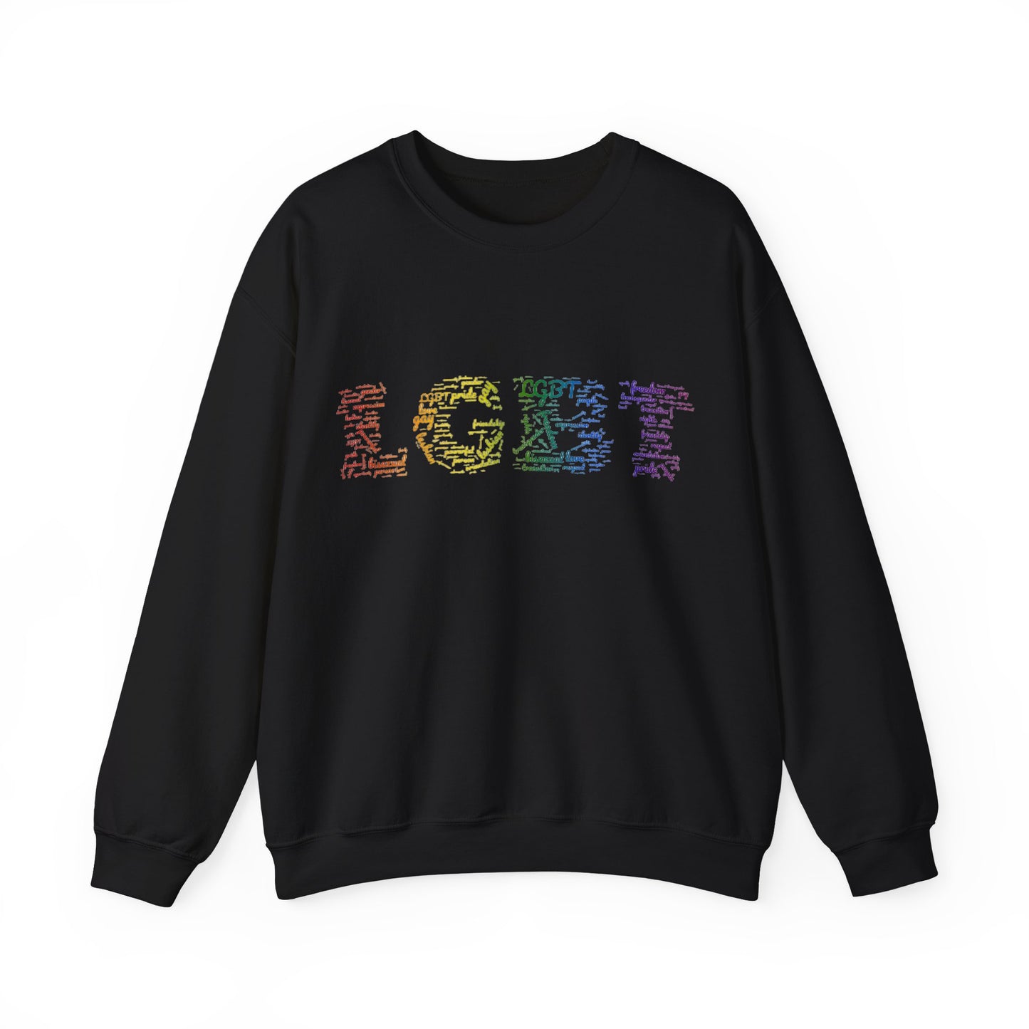 LGBT Unisex Crewneck Sweatshirt Lesbian Gay Pride Word Cloud Sweater Proud Support Gift Unique Pride Month Apparel Clothing