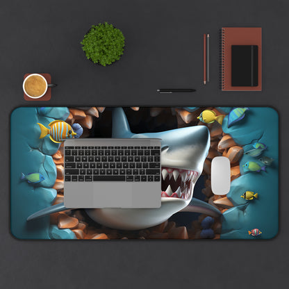 Funny Shark Desk Mat Deep Sea Office Desk Accessory Ocean Lover Mouse Pad Marine Desk Pad Nautical Gaming Mousepad Unique Gift Scuba Diver