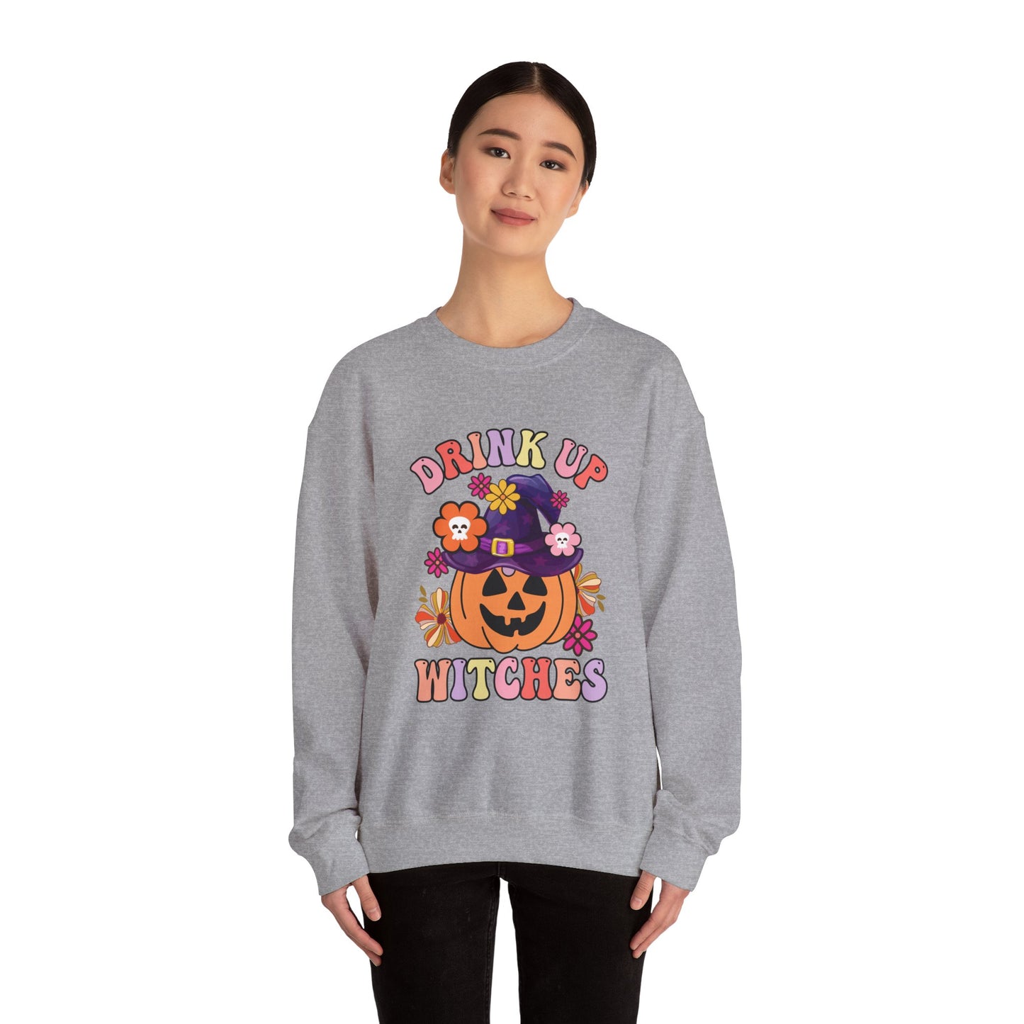 Drink Up Witches Sweatshirt Funny Halloween Retro Halloween Party Sweater Witches Sweatshirt Groovy Halloween Outfit Group Halloween Sweater