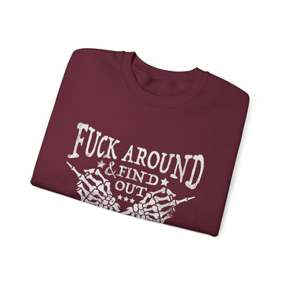 Fuck Around Find Out Sweatshirt Middle Finger Sweater Trendy Humour Sarcastic Saying Funny Halloween Sweater Funny Quote Skeleton Hand Sweat