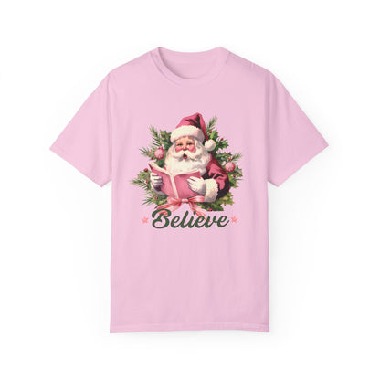 Comfort Colors® Believe Christmas Shirt 1950s Vintage Pink Santa Tshirt Vintage Christmas Believe T-shirt Retro Christmas Party Tee Believe