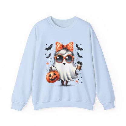 Boo-Jee Ghost Halloween Sweatshirt Cute Ghost Sweatshirt Fall Sweater Bougie Ghost Coffee Lover Pullover Sweater Autumn Boojee Spooky Season