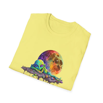 Cute Space Alien T-Shirt Graphic Art Unisex tshirt Funny UFO Lover Tee UAP Shirts Weird Cool Gift Psychedelic Retro Trippin' Across Galaxies