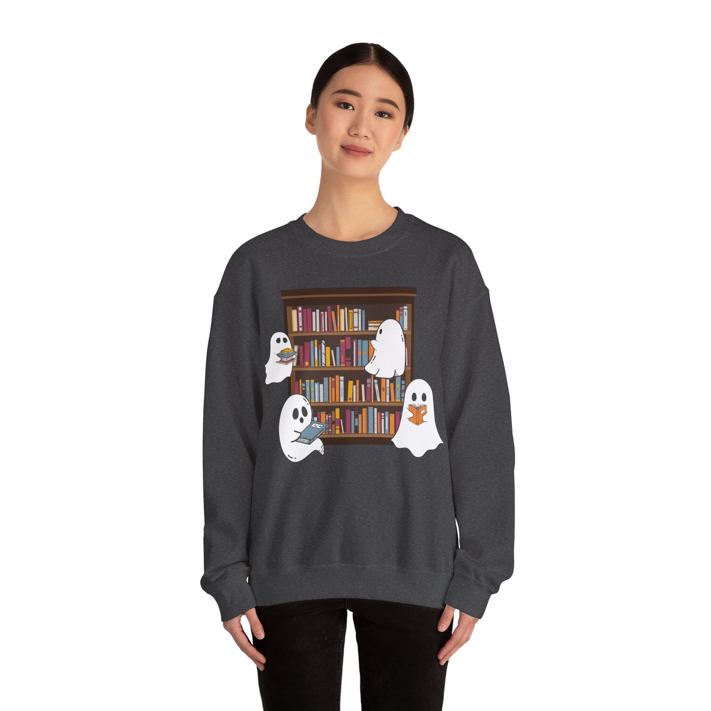 Ghosts Reading Sweatshirt Teacher Halloween Sweater Librarian Sweatshirt Book Lover Sweater Read More Booooks Sweat Halloween School Sweater