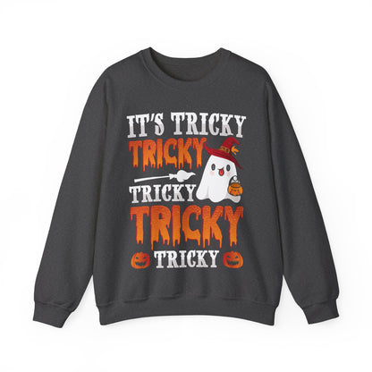 It's Tricky Sweatshirt Trick or Treat Sweater Funny Halloween Sweat Cute Halloween Ghost Crewneck Spooky Season Outfit Tricky Funny Ghost