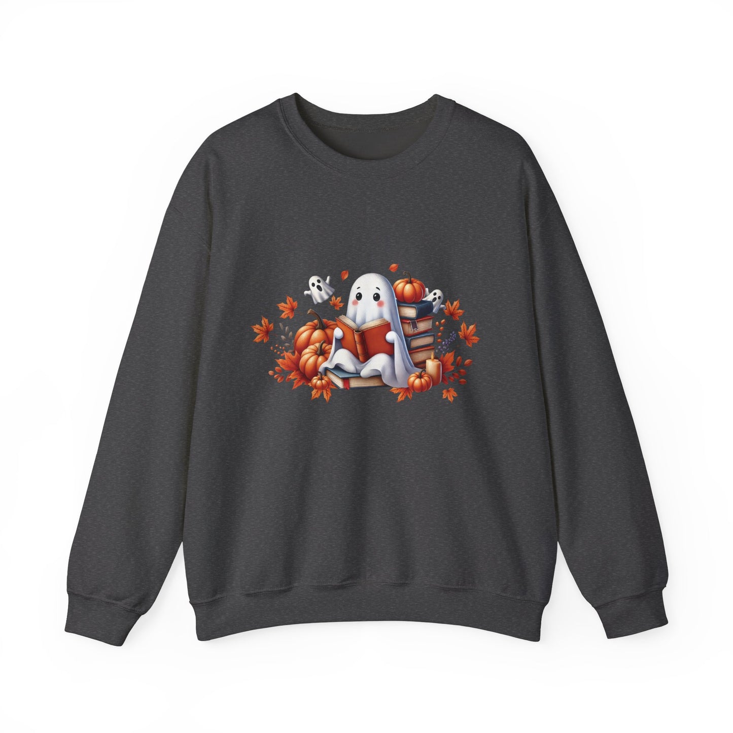 Funny Ghost Reading Books Sweatshirt Autumn Bookish Ghost Sweater Halloween Pumpkin Ghost Librarian Fall Pullover Teacher Gift Book Lover