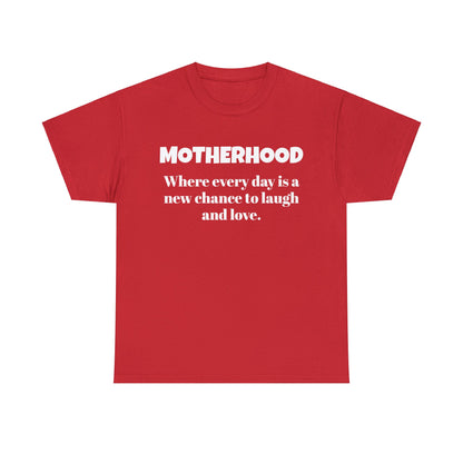 Fun Mom's Unisex Heavy Cotton Tee, "MOTHERHOOD", Mother's Day Gift, T-shirt for Her, Ladies Adult Unique Novelty Present