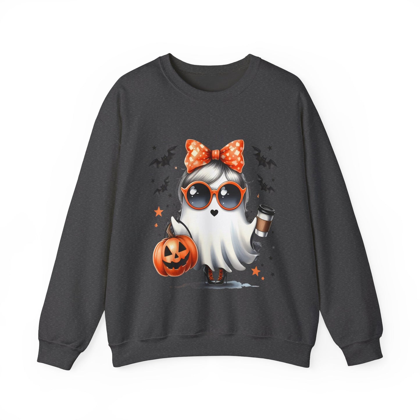 Boo-Jee Ghost Halloween Sweatshirt Cute Ghost Sweatshirt Fall Sweater Bougie Ghost Coffee Lover Pullover Sweater Autumn Boojee Spooky Season