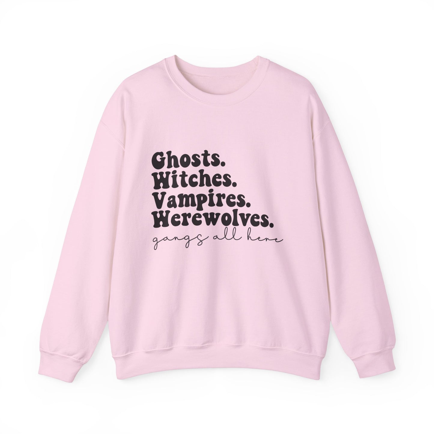 Funny Halloween Sweatshirt Ghost Witch Vampire Werewolf Sweater Retro Halloween Monsters Sweatshirt Spooky Season Apparel Halloween Party