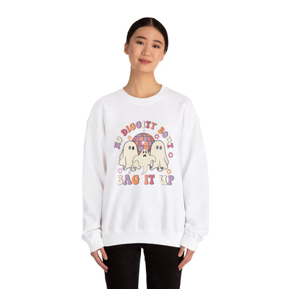 No Diggity Bout To Bag It Up Halloween Sweatshirt Retro Halloween Sweater Retro Halloween Apparel Groovy Spooky Season Crewneck Cute Ghosts