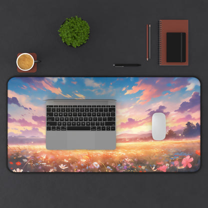 Anime Spring Flowers Desk Mat Manga Sunset Office Desk Accessory Lofi Mouse Pad Japanese XL Desk Pad Large Gaming Mousepad Unique Gift Idea