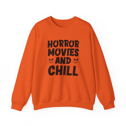 Horror Movies And Chill Sweatshirt Halloween Sweater Spooky Vibes Sweatshirt Funny Halloween Outfit Scary Movie Lover Gift Horror Movie Fan