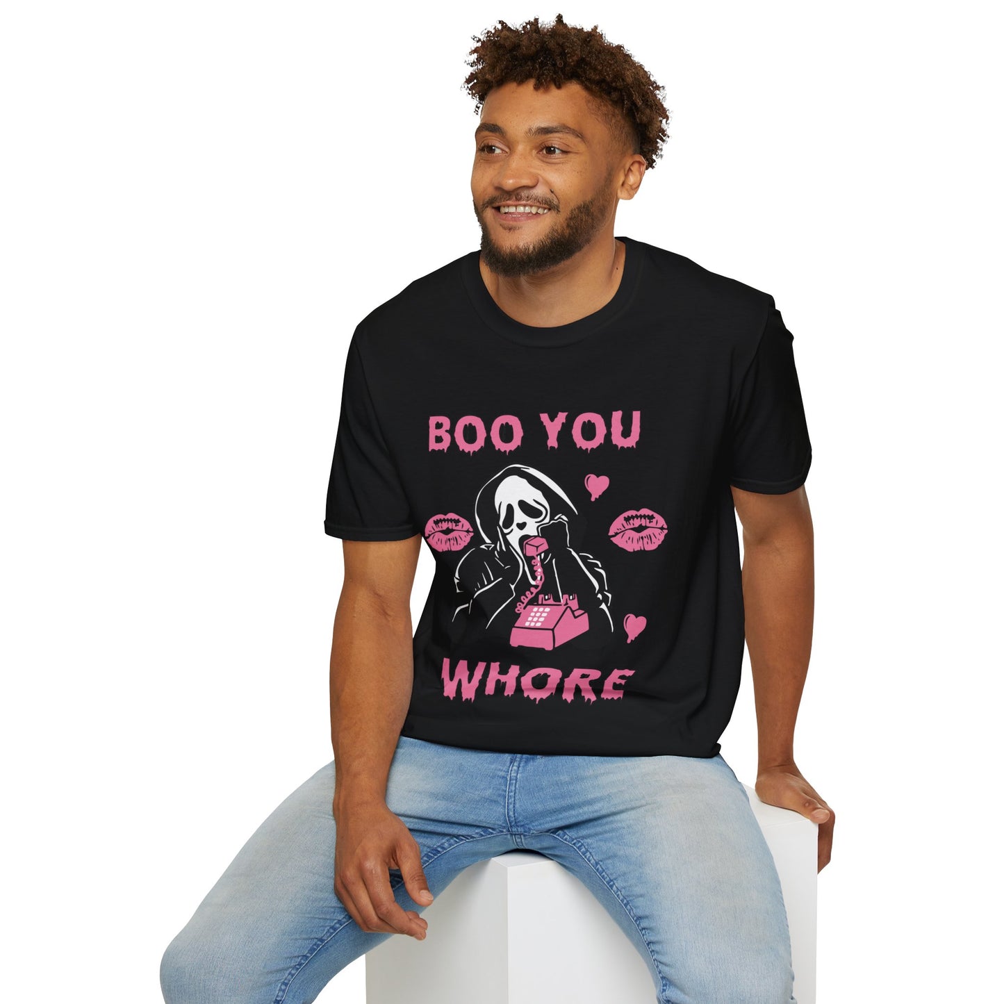 Boo You Whore Unisex T-shirt Funny Halloween T-shirt Spooky Season TShirt Horror Movie Halloween Outfit Ghostface Valentine T-Shirt Gift 2