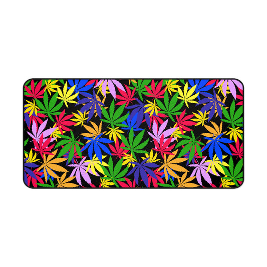 Cannabis Gaming Desk Mat Colorful Office Desk Accessory Marijuana Mouse Pad Pot Leaves Desk Pad Weed Large Mousepad XL Unique Gift Men