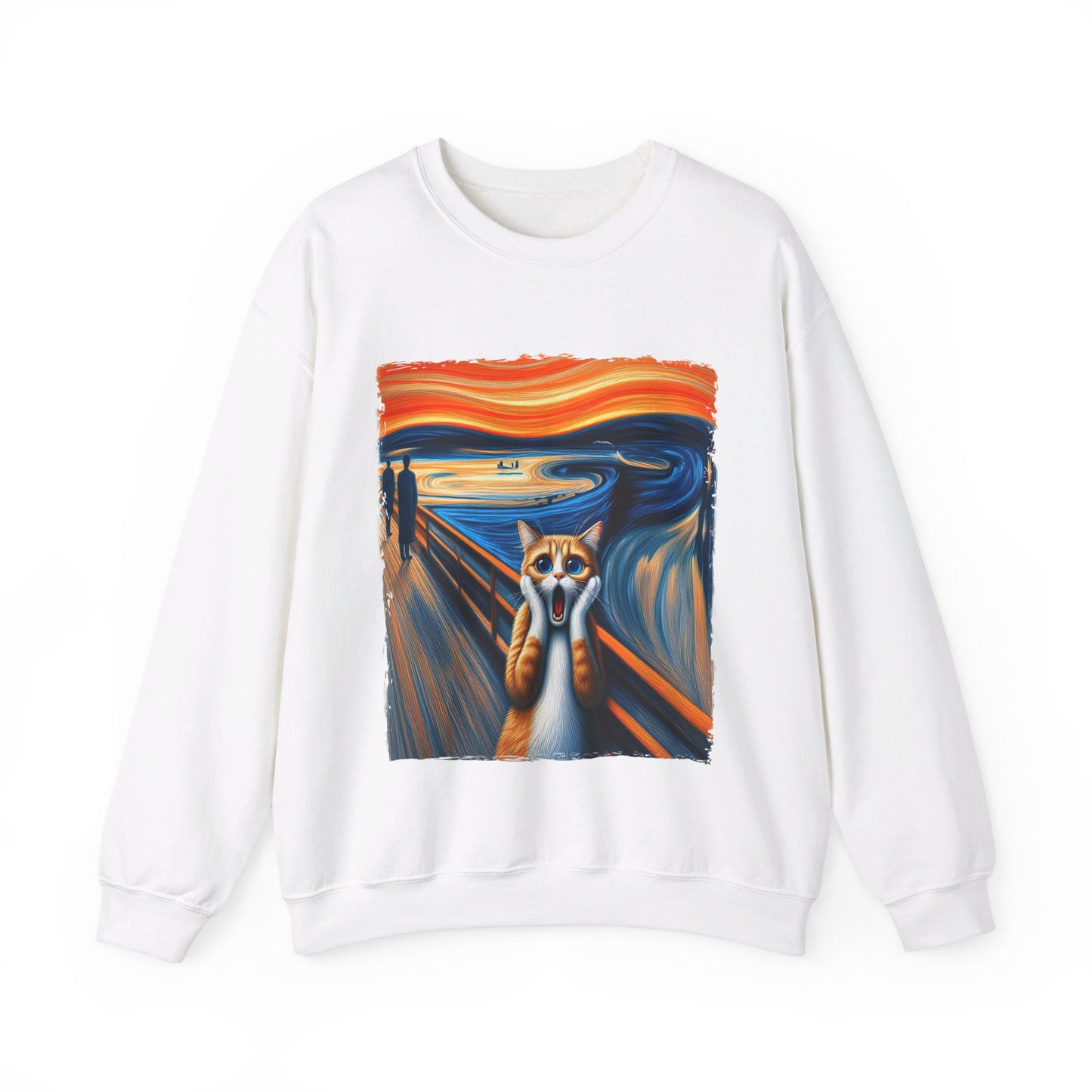 Funny Edvard Munch Cat Sweatshirt Funny The Scream-ing Cat Art Painting Sweater Parody of Edvard Munch Cat Sweater Unique Art Cat Lover Gift