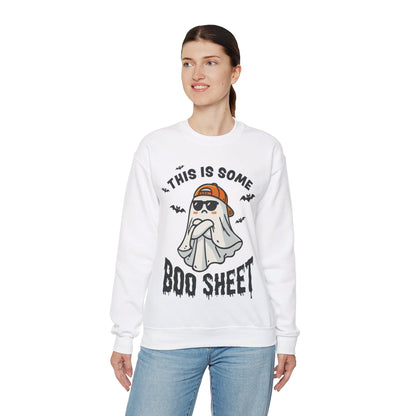 This Is Some Boo Sheet Sweatshirt Funny Halloween Sweater Retro Ghost Graphic Halloween Sweatshirt Funny Gifts Men Women Pullover Sweater