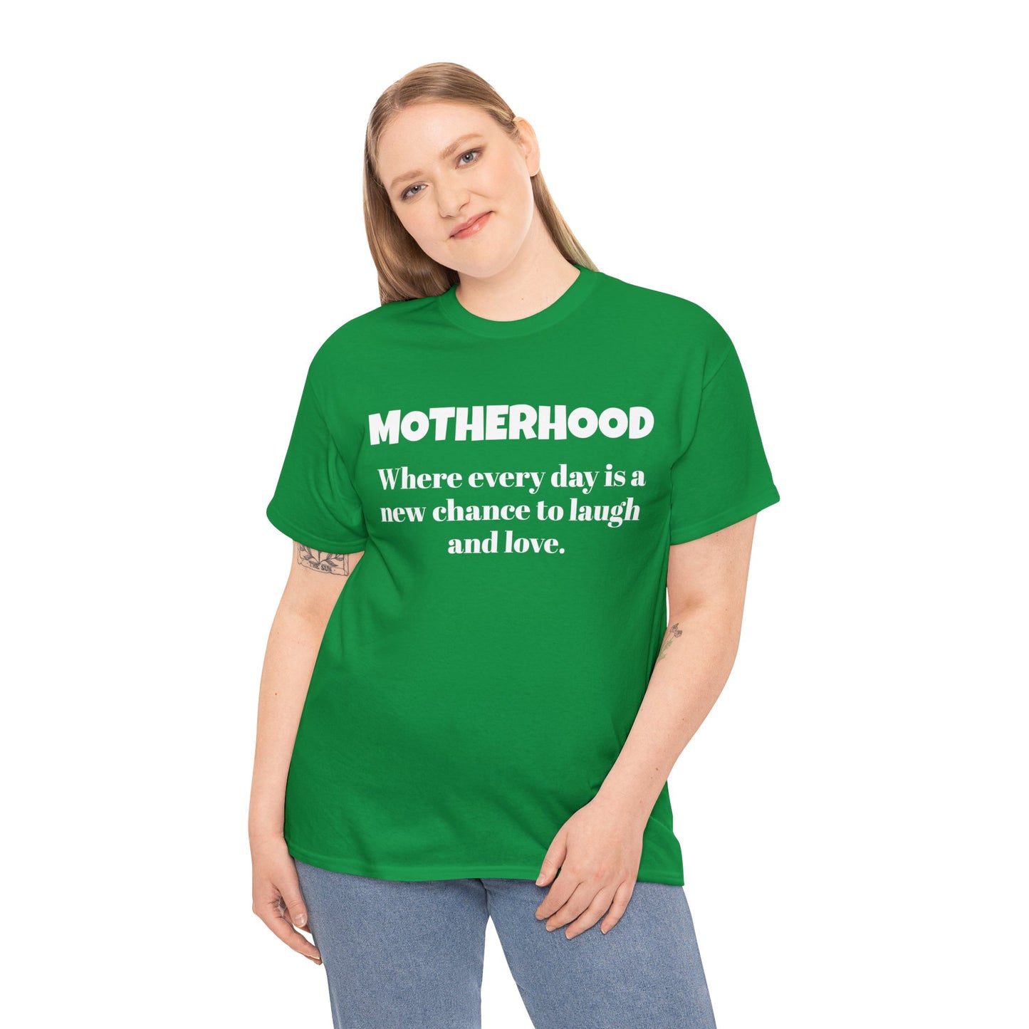 Fun Mom's Unisex Heavy Cotton Tee, "MOTHERHOOD", Mother's Day Gift, T-shirt for Her, Ladies Adult Unique Novelty Present