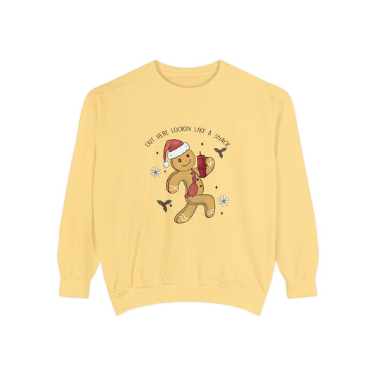 Comfort Colors® Out Here Lookin Like A Snack Sweatshirt Boojee Christmas Sweatshirt Gingerbread Man Sweater Funny Christmas Gift Holiday Tee