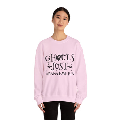 Ghouls Just Wanna Have Fun Halloween Sweatshirt Retro Fall Sweater Spooky Ghost Halloween Apparel Cute Unique Novelty Women Bridemaids Gift