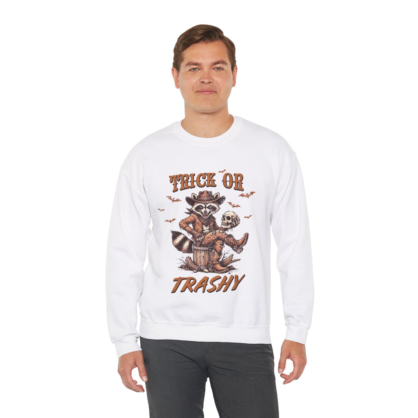 Funny Western Halloween Raccoon Sweatshirt Country Feral Trick Or Trashy Sweater Fun Halloween Trick Or Treat Day Cowboy Raccoon Lover Gift