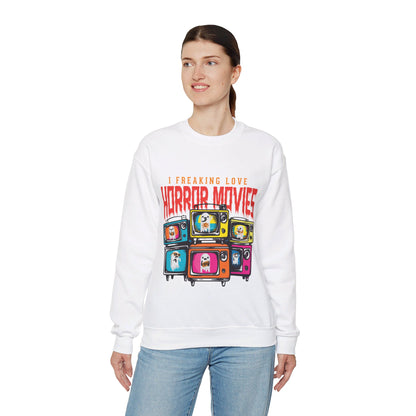 I Freaking Love Horror Movies Sweatshirt Funny Halloween Sweater Horror Fan Club Sweatshirt Horror Club Movie Fan Halloween Sweatshirt Gift