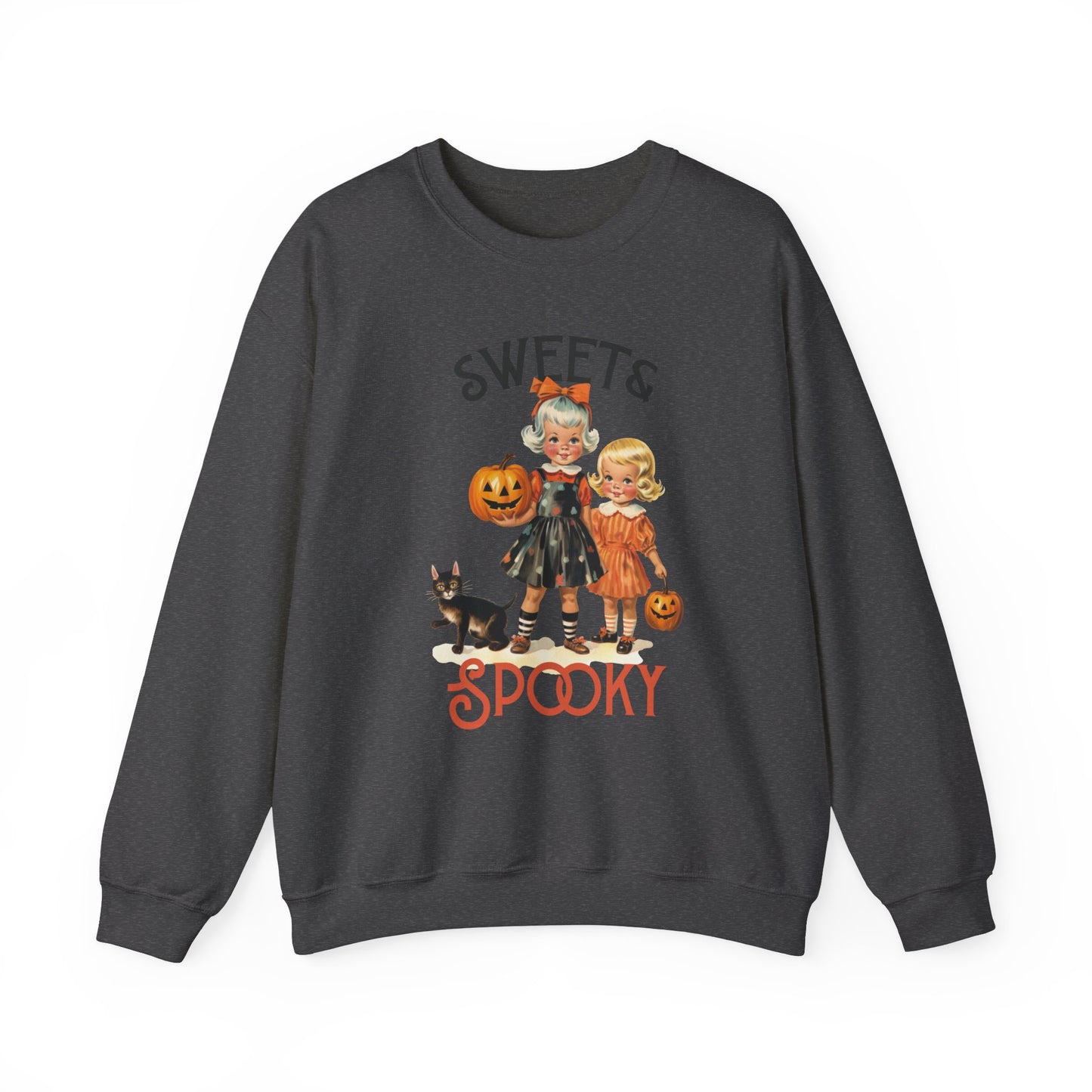 Sweet and Spooky Halloween Sweatshirt Cute Vintage 1950s Halloween Sweater Retro Halloween Apparel Unique Black Cat Sweatshirt Fall Season