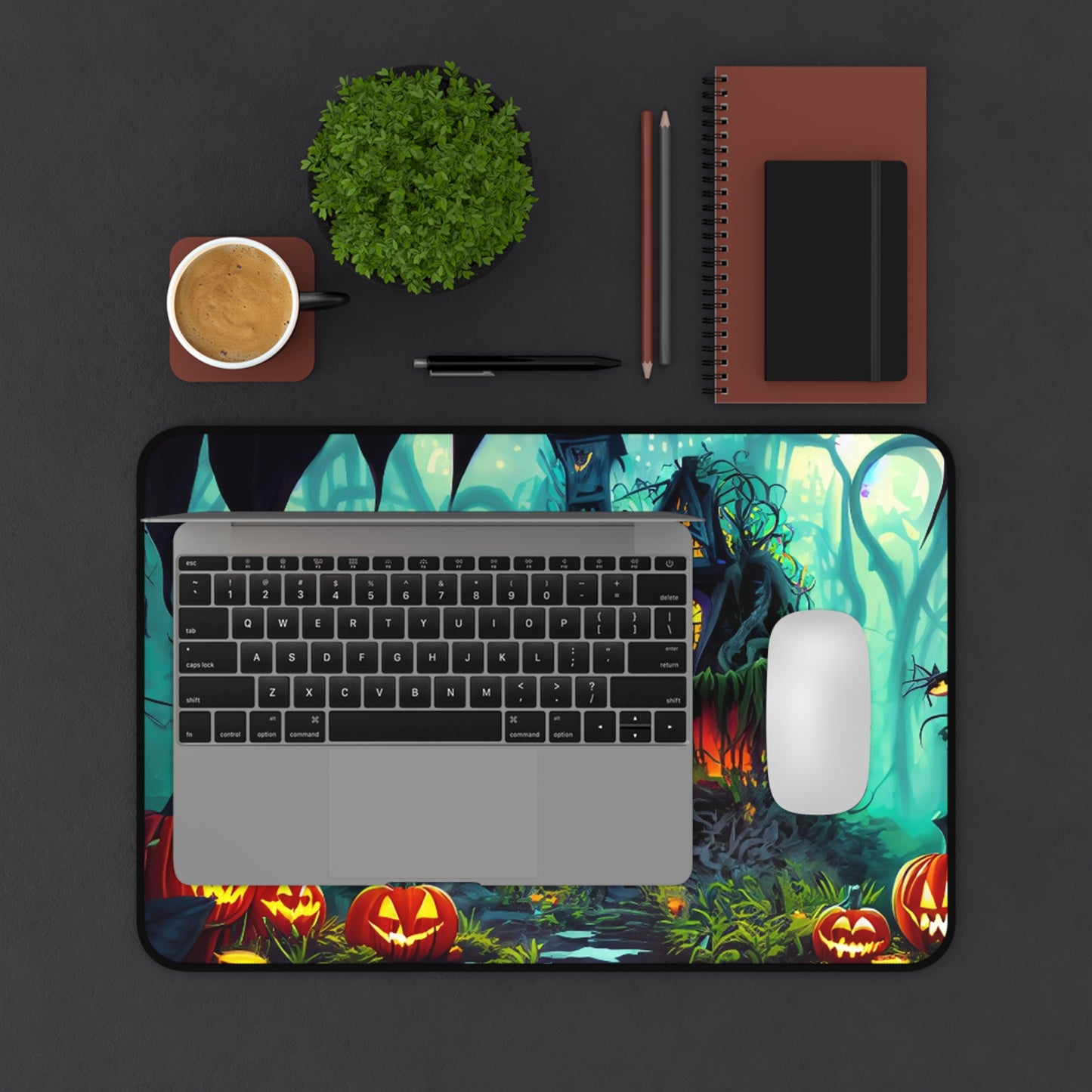 Retro Halloween Desk Mat Creepy Spiders Office Desk Accessory Whimsigoth Mouse Pad Spooky Pumpkins Desk Pad XL Gaming Mousepad Unique Gift