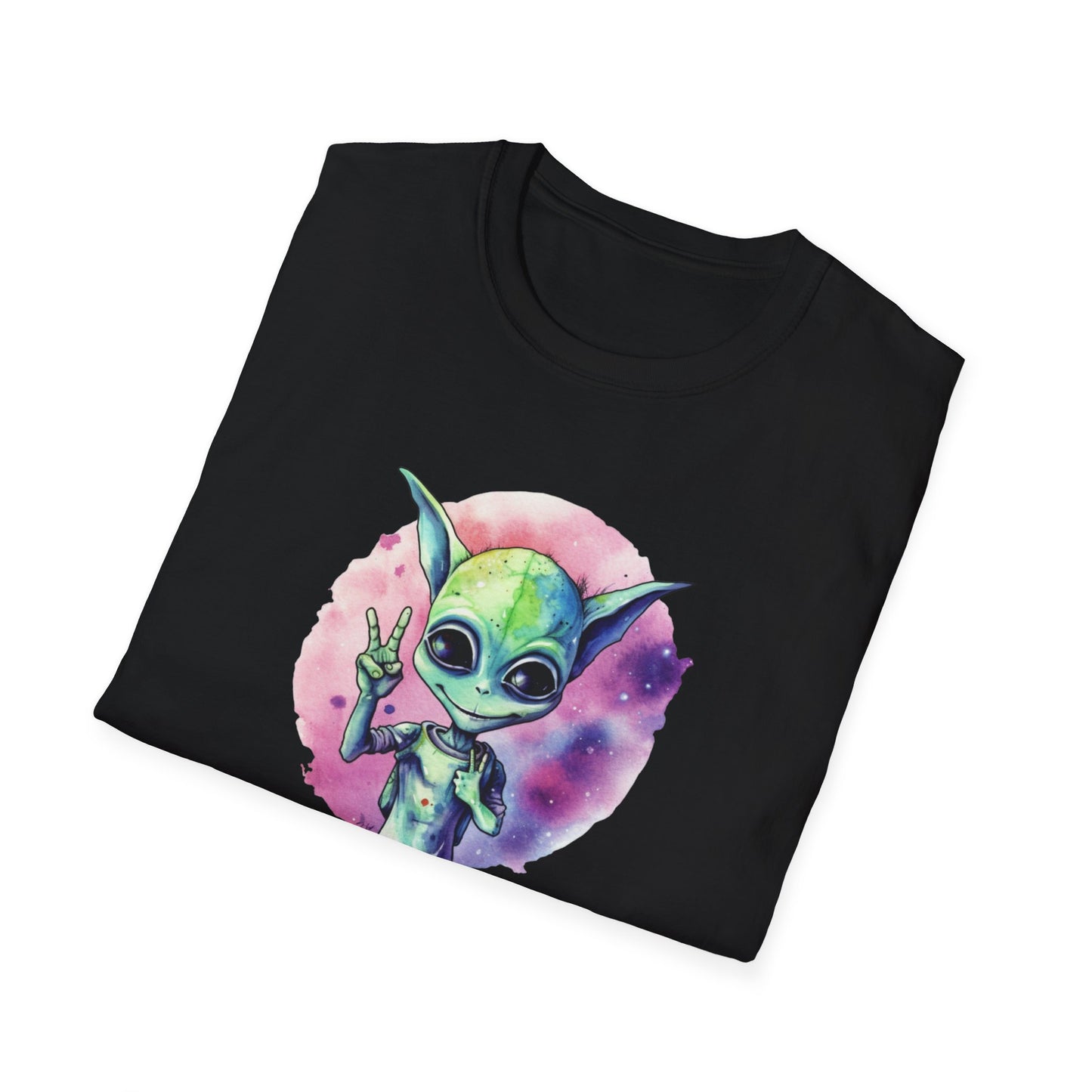 Psychedelic Retro Alien T-Shirt Graphic Art Unisex tshirt Funny UFO Lover Tee UAP Shirts Weird Cool Gift Alien Outer Space Galaxy I Am Peace