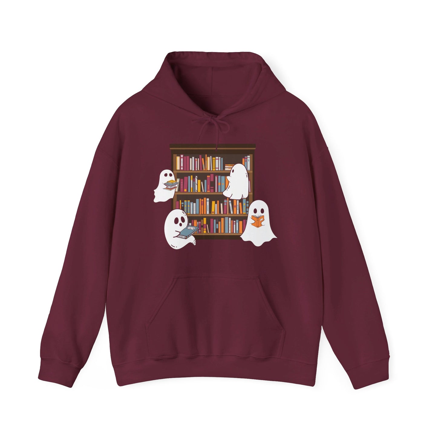 Cute Ghosts Reading Books Hoodie Ghosts Reading Hooded Sweatshirt Vintage Boo Reading Halloween Pullover Hoodie Teacher Halloween Book Lover