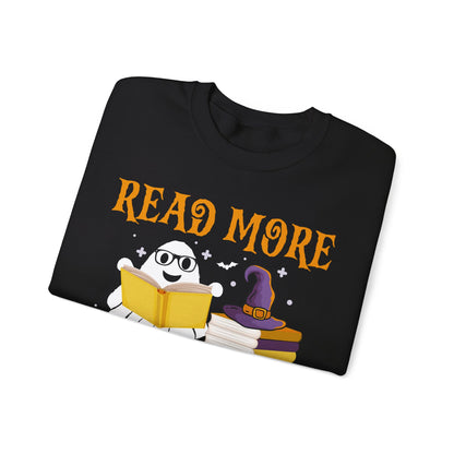 Read More Booooks Sweatshirt Teacher Halloween Sweater Spooky Teacher Sweatshirt Ghost Reading Books Crewneck Bookish Fall Book Lovers Gift