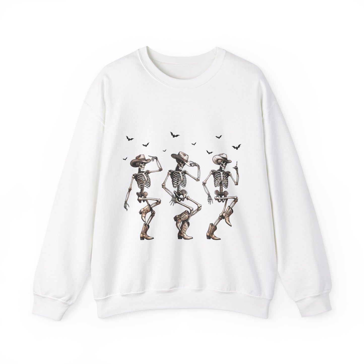 Dancing Skeleton Cowboys Sweatshirt Western Halloween Sweater Line Dancing Skeletons with Boots Cowgirls Pullover Sweater Cowboys Fall Gift