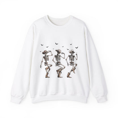 Dancing Skeleton Cowboys Sweatshirt Western Halloween Sweater Line Dancing Skeletons with Boots Cowgirls Pullover Sweater Cowboys Fall Gift