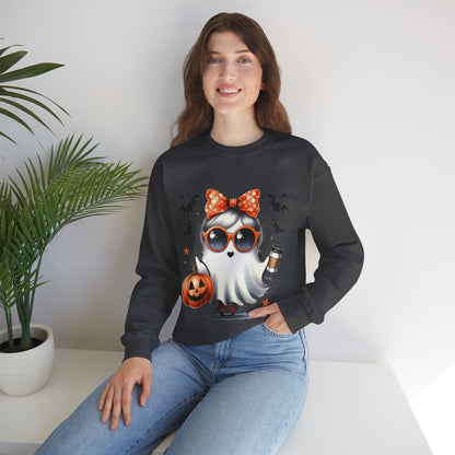 Boo-Jee Ghost Halloween Sweatshirt Cute Ghost Sweatshirt Fall Sweater Bougie Ghost Coffee Lover Pullover Sweater Autumn Boojee Spooky Season