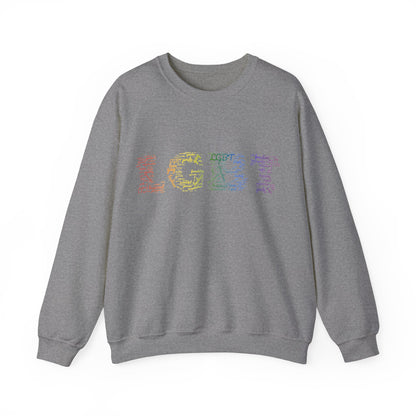 LGBT Unisex Crewneck Sweatshirt Lesbian Gay Pride Word Cloud Sweater Proud Support Gift Unique Pride Month Apparel Clothing