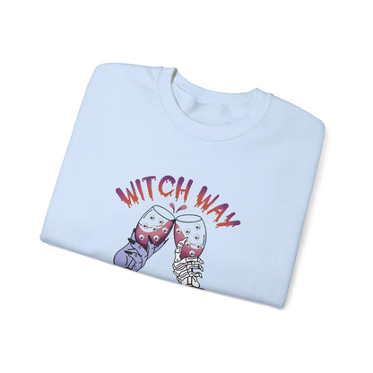 Witch Way To The Wine Sweatshirt Funny Halloween Sweater Halloween Witch Sweatshirt Wine Drinker Gift Halloween Party Spooky Season