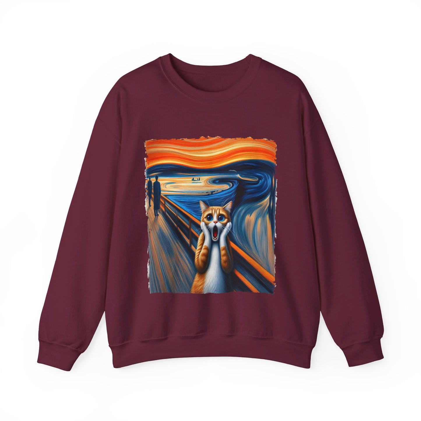 Funny Edvard Munch Cat Sweatshirt Funny The Scream-ing Cat Art Painting Sweater Parody of Edvard Munch Cat Sweater Unique Art Cat Lover Gift