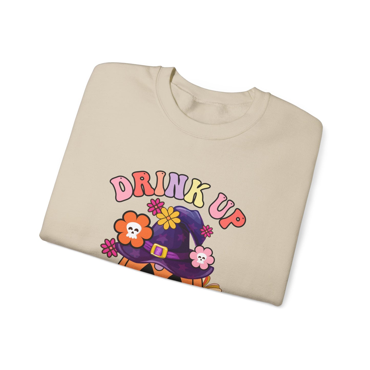 Drink Up Witches Sweatshirt Funny Halloween Retro Halloween Party Sweater Witches Sweatshirt Groovy Halloween Outfit Group Halloween Sweater