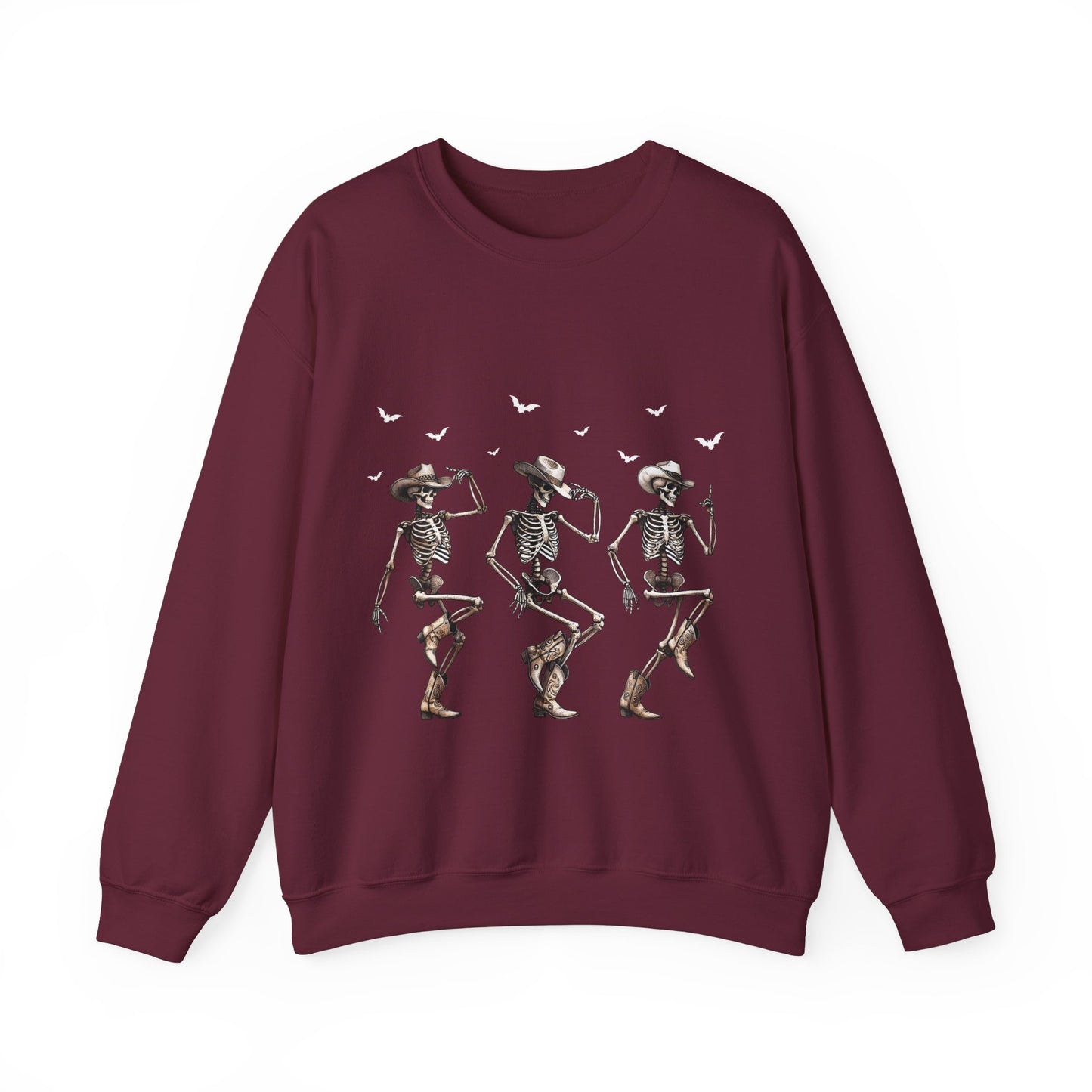 Dancing Skeleton Cowboys Sweatshirt Western Halloween Sweater Line Dancing Skeletons with Boots Cowgirls Pullover Sweater Cowboy Fall Gift 2