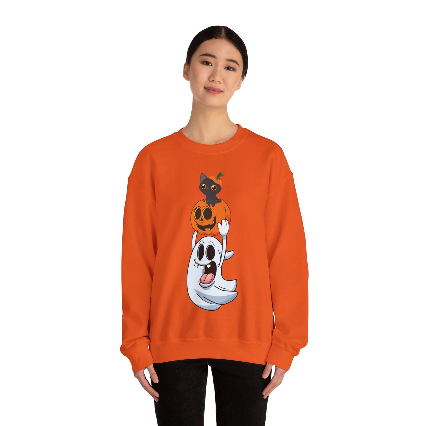 Cute Halloween Sweatshirt Funny Ghost Pumpkin Black Cat Sweater Funny Halloween Sweater Spooky Season Apparel Boo Ghost Fall Spooky Ghost