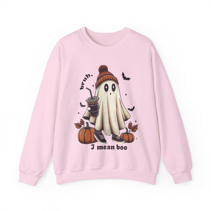 Bruh I Mean Boo Sweatshirt Cute Ghost Sweater Retro Halloween Pullover Sweatshirt Funny Halloween Sweater Boujee Ghost Crewneck Boujee Gift