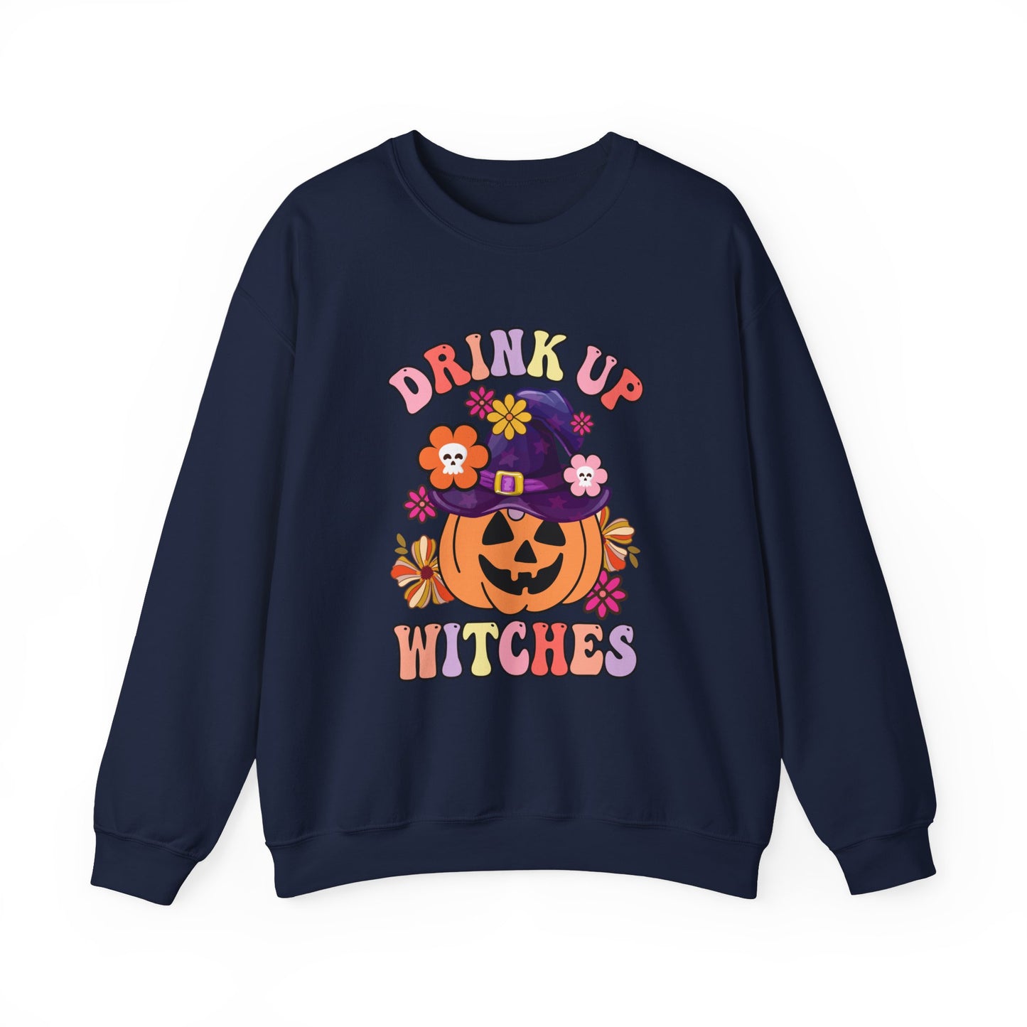 Drink Up Witches Sweatshirt Funny Halloween Retro Halloween Party Sweater Groovy Sweatshirt Witches Halloween Outfit Group Halloween Sweater