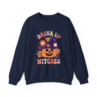 Drink Up Witches Sweatshirt Funny Halloween Retro Halloween Party Sweater Groovy Sweatshirt Witches Halloween Outfit Group Halloween Sweater