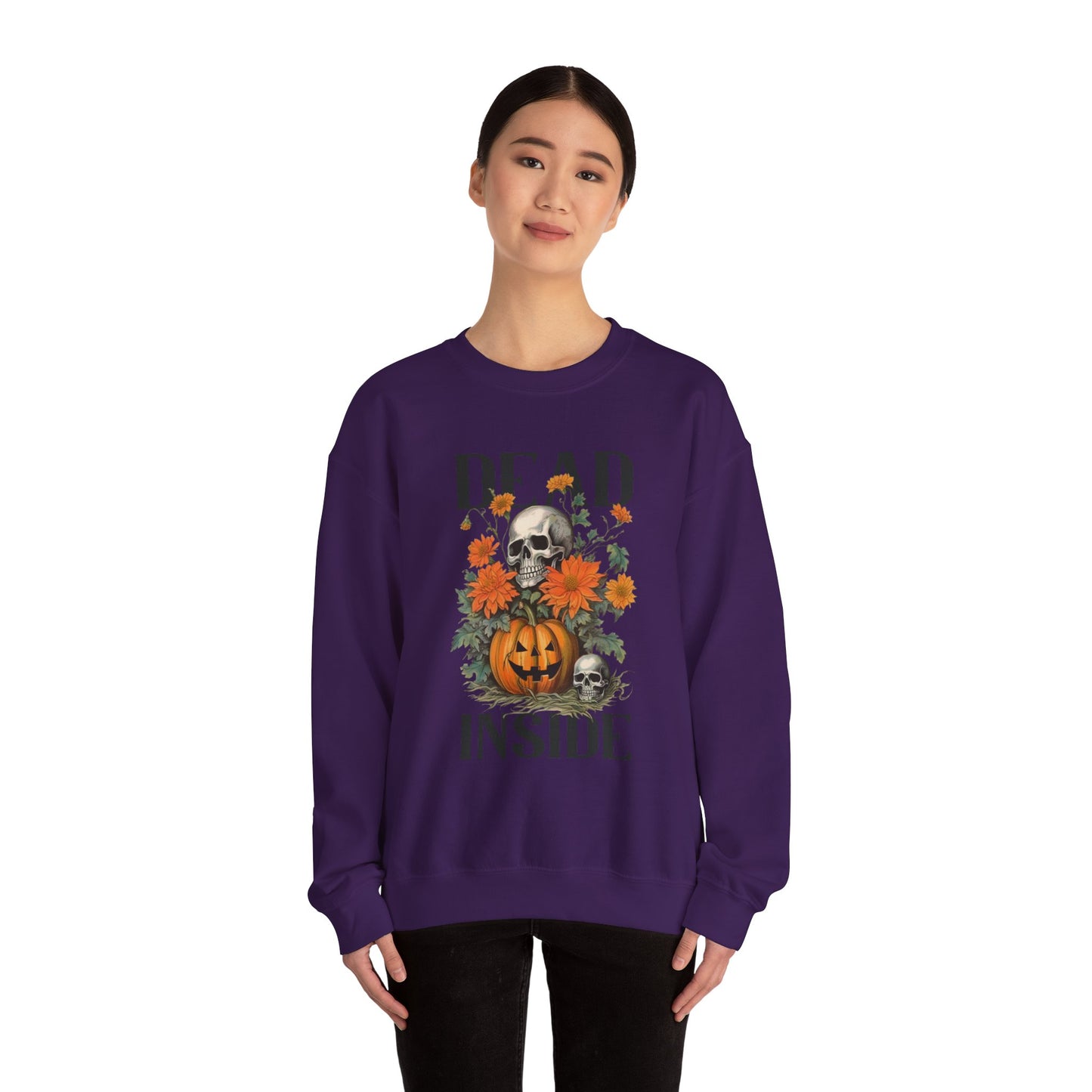 Dead Inside Halloween Sweatshirt Vintage 1950s Halloween Sweater Retro Halloween Funny Sweatshirt Spooky Season Skull Pumpkin Fall Season