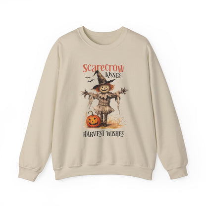 Scarecrow Kisses And Harvest Wishes Sweatshirt Vintage 1950s Halloween Sweater Pumpkin Fall Harvest Sweatshirt Funny Sweater Retro Spooky